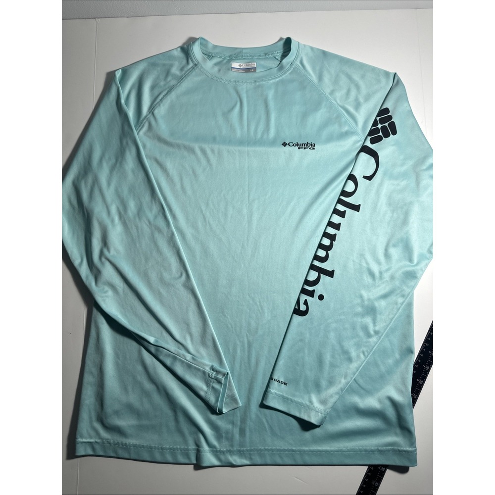 COLUMBIA Men's Light Blue Long Sleeve, Size Large
